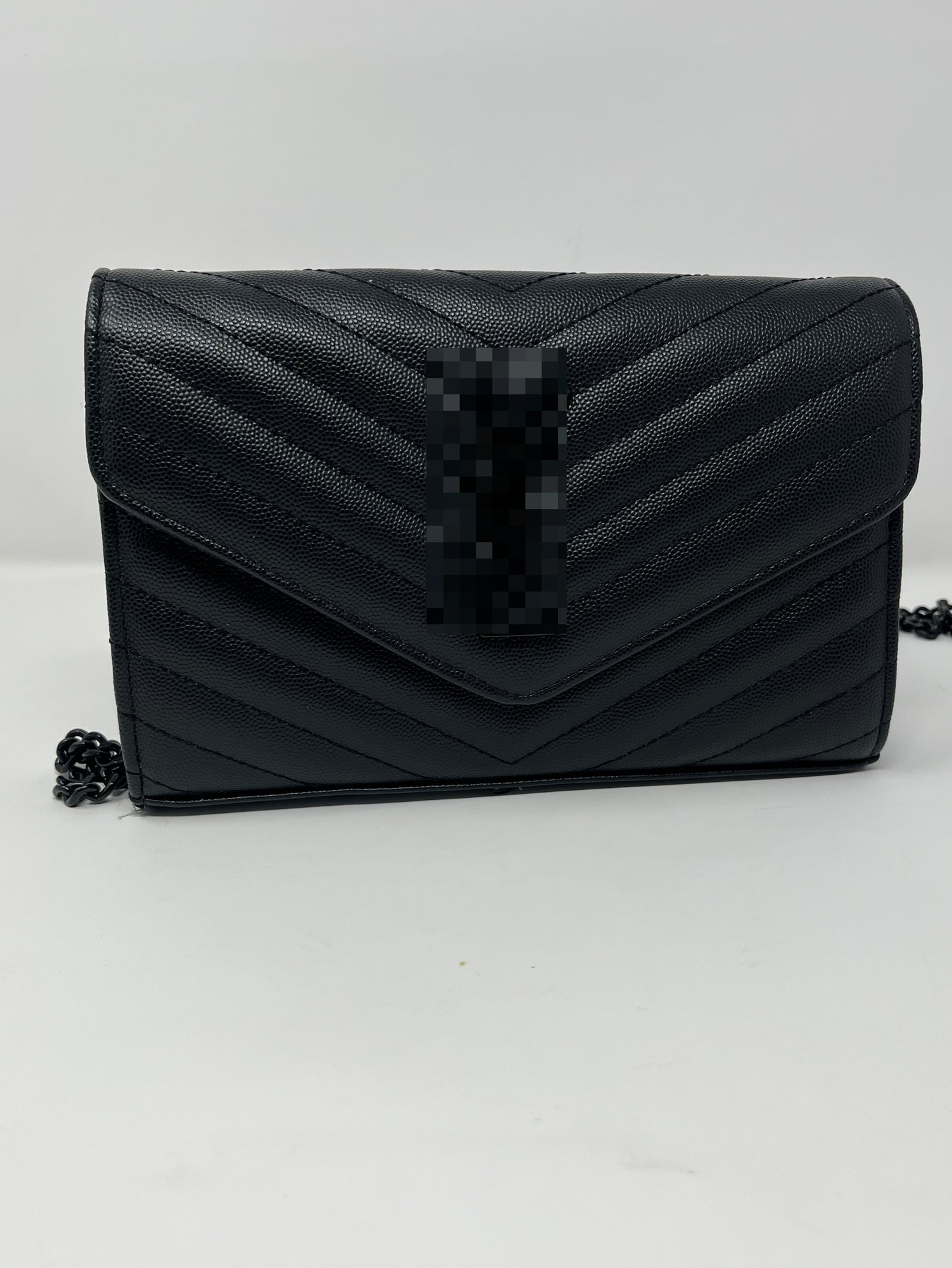 Paris Black Leather shoulder Chain Bag