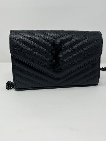 Paris Black Leather shoulder Chain Bag